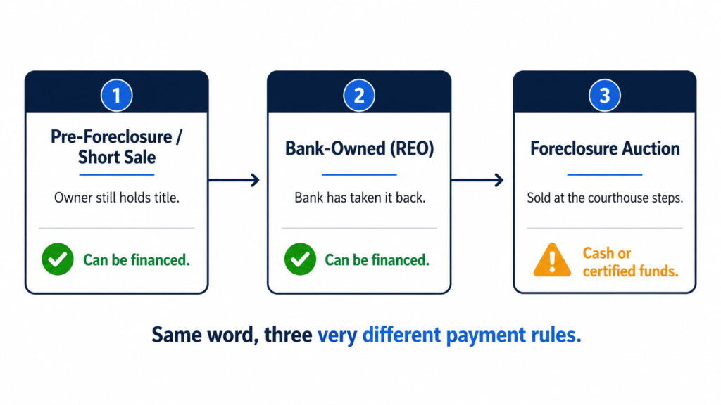 Same word, three very different payment rules. Only the auction forces cash.
