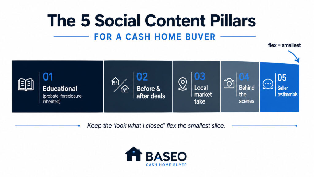 The mix that pulls sellers. When listings-style flexing is your whole feed, you're talking to competitors, not clients.
